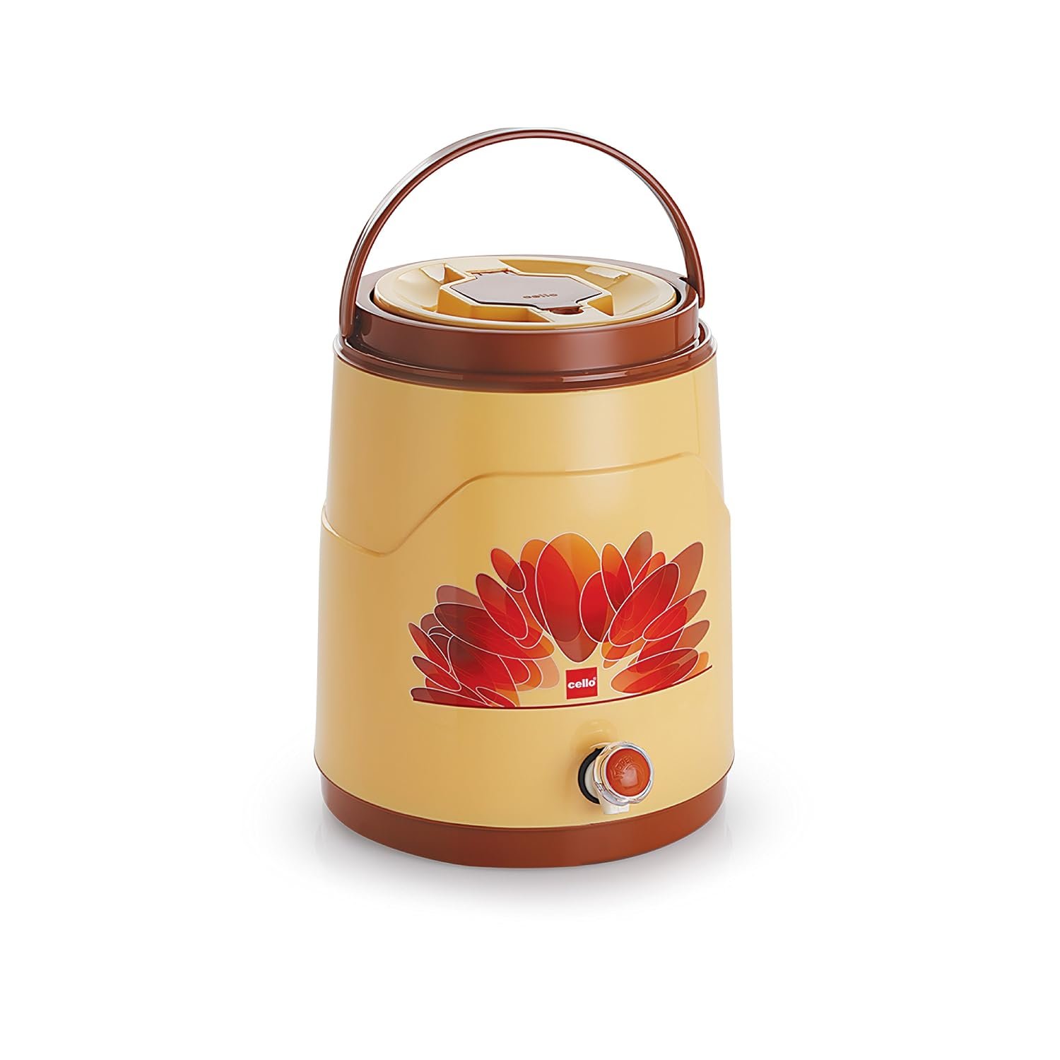 Cello Fountain Plastic PU Insulated Water Jug 7.5 litres, Beige| Leak Resistant | Wide Mouth for Cleaning | BPA Free | Easy to Carry | Ideal for Travel, Picnic, Homes, Offices, Shops & Clinics