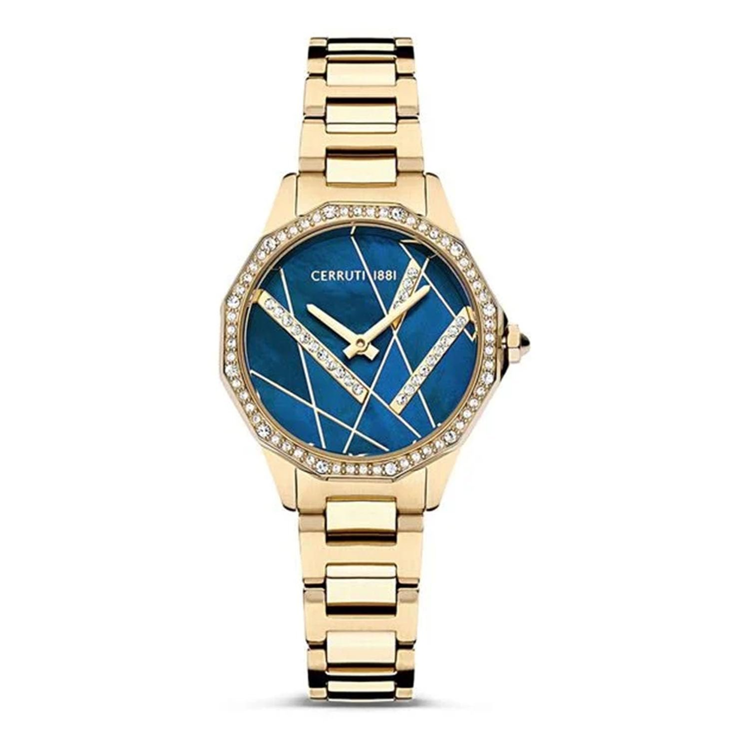Cerruti Jesina with Quartz Two Hands (Hour & Minute) Mop Dial Gold Stainless Steel Strap Watch for Women - NTCECIWLG2225902