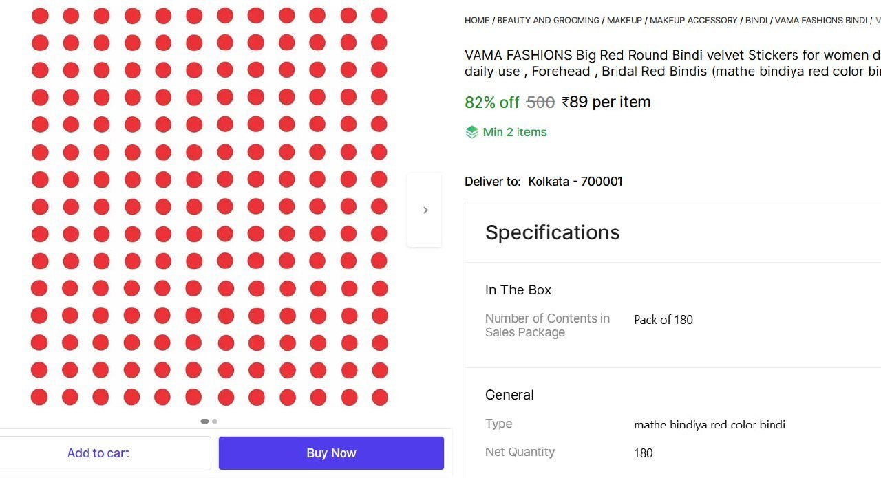 vama fashions big red round bindi velvet stickers women daily use ladies girls forehead bridal bindi