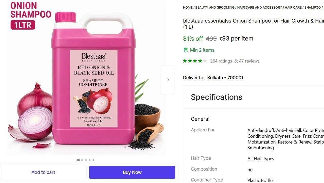 blestaaa essentialss onion shampoo hair growth fall control plant keratin