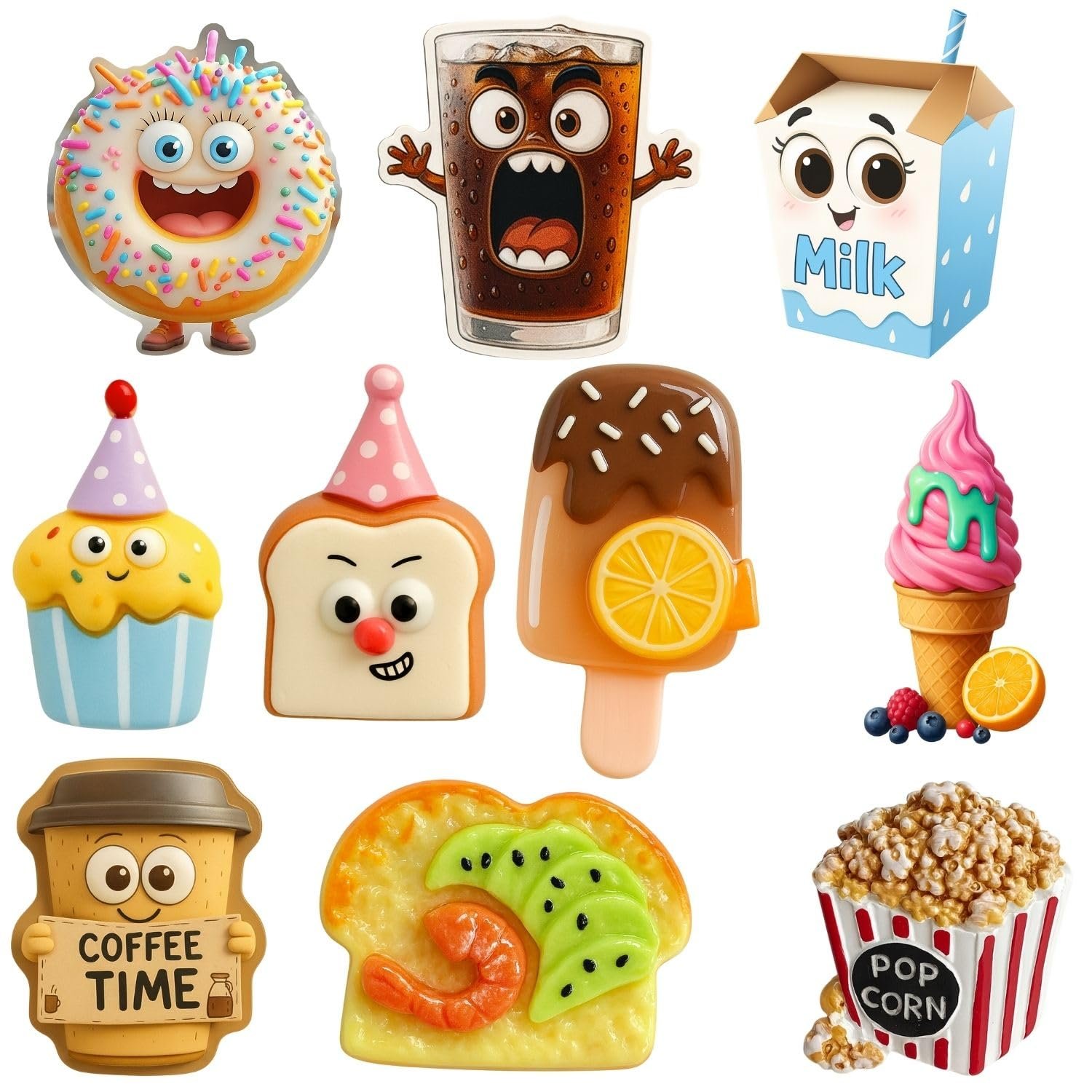 Fun Kitchen Fridge Magnet Set of 10 – Cute Decorative Magnets for Refrigerator, Whiteboard & Locker – Strong Hold, Waterproof & Durable Magnets for Home & Office Décor