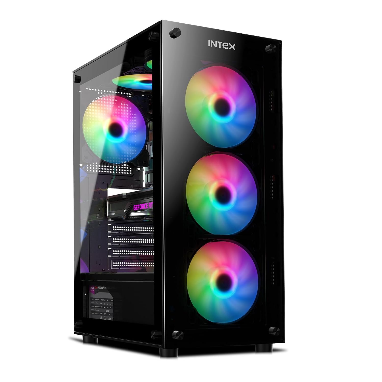 Intex CORE Gaming Cabinet | ATX, M-ATX, ITX | 3×120mm LED Fans | Tempered Glass Side Panel | USB 3.0 Ready | Mesh Front | 360mm VGA | 160mm CPU Cooler | Premium Build