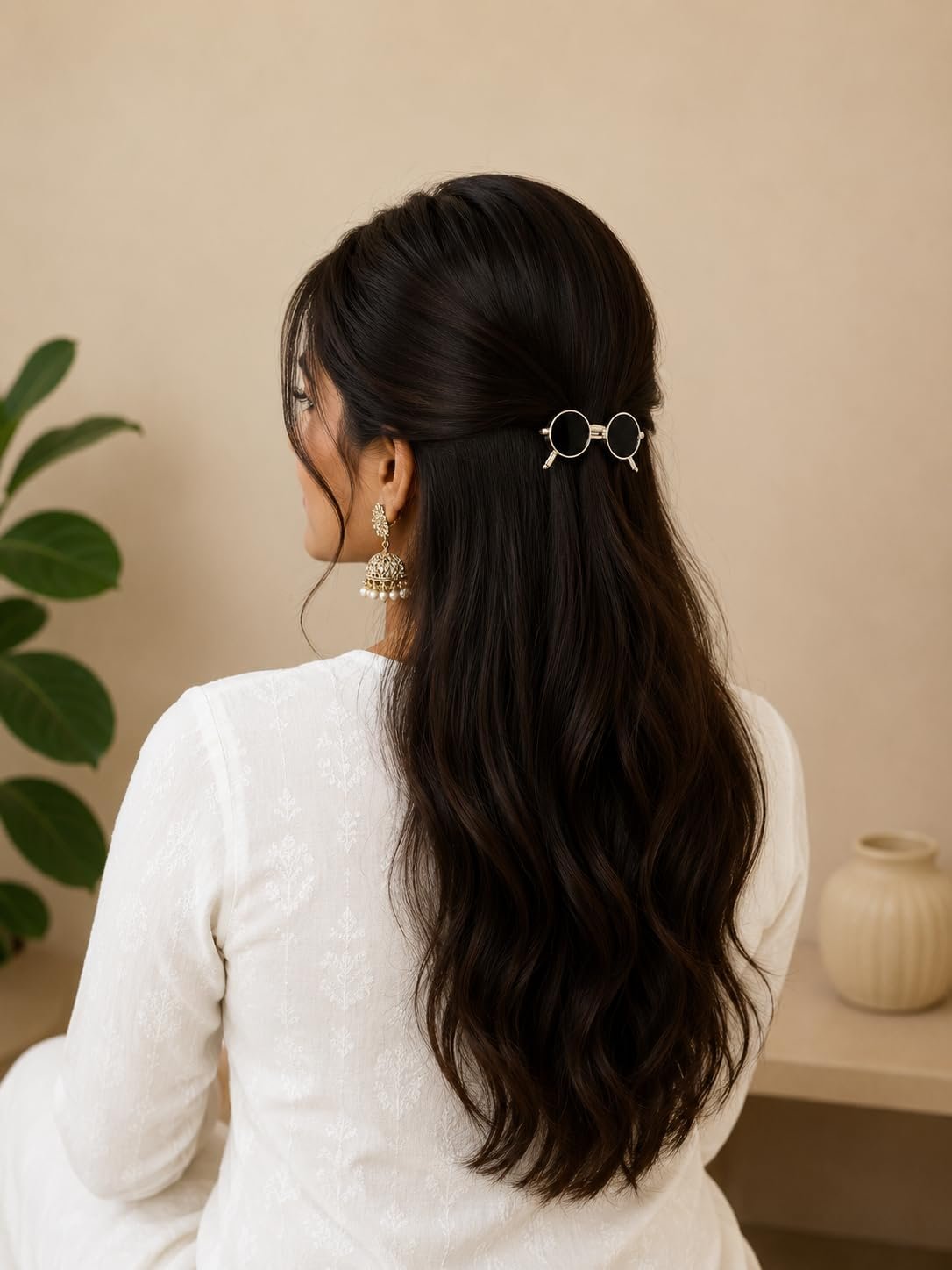 2 pcs Vintage Sunglasses Hair Clips for Women & Girls – Trendy Gold Y2K Fashion Glasses Spring Barrettes, Quirky Metallic Non‑Slip Hair Pins Perfect for Daily, Casual & Party Styling