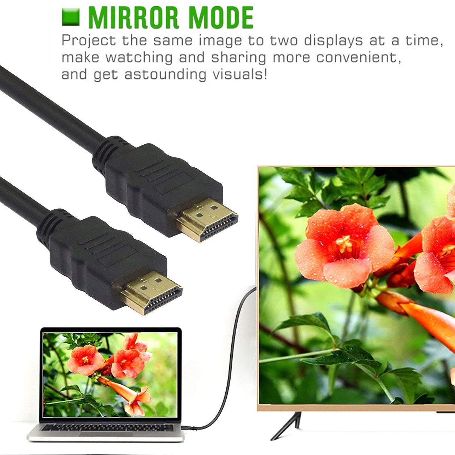 BigPlayer HDMI Male to Male Display Cable 5 Meter Digital Video Interface Connector for TV Monitor Projector Laptop Media Player Gaming Console Black