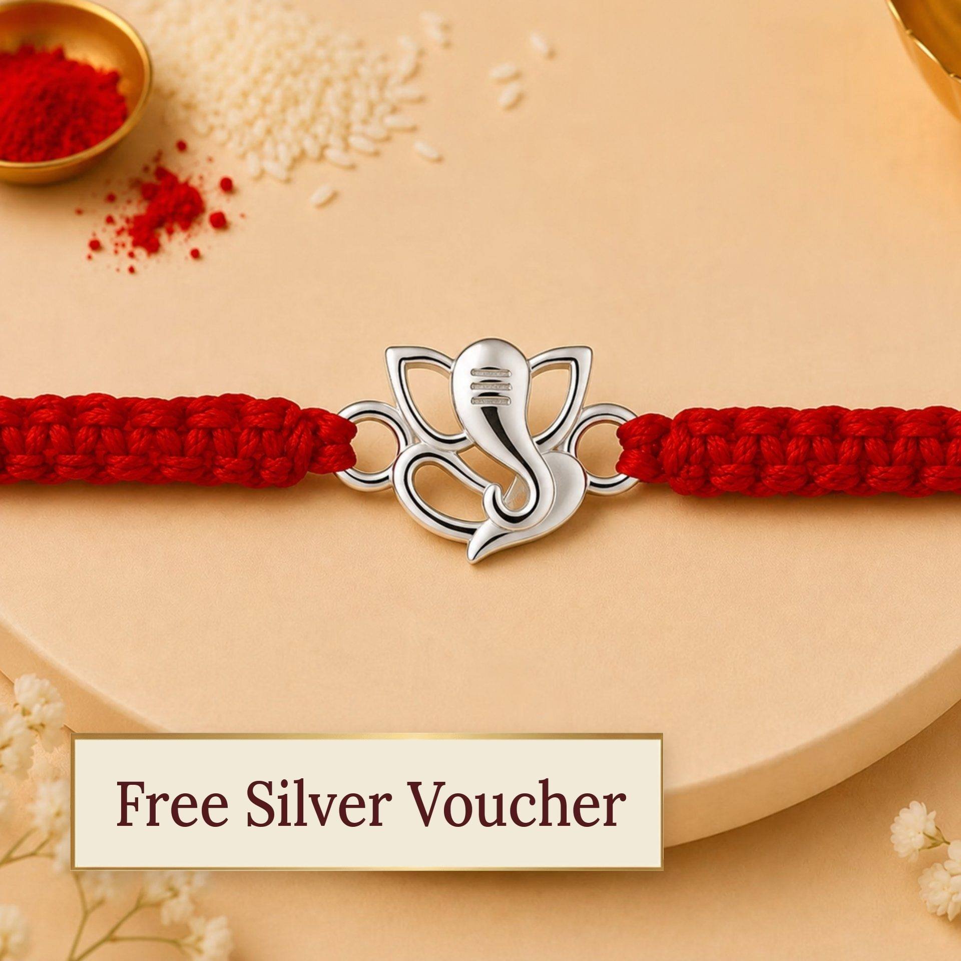 Buy Kalyan Jewellers 925 Ganesh Rakhi (1g Silver) Online (1 Piece) At Best Price