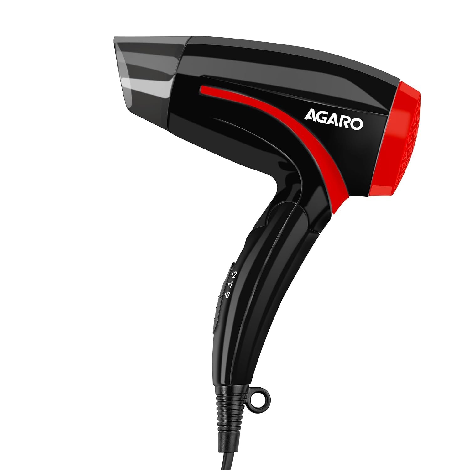 AGARO Hair Dryer with 1000 Watts Copper Motor, 2 Speed & Temperature Settings,Foldable Handle, For both Men & Women, Black & Red HD1177
