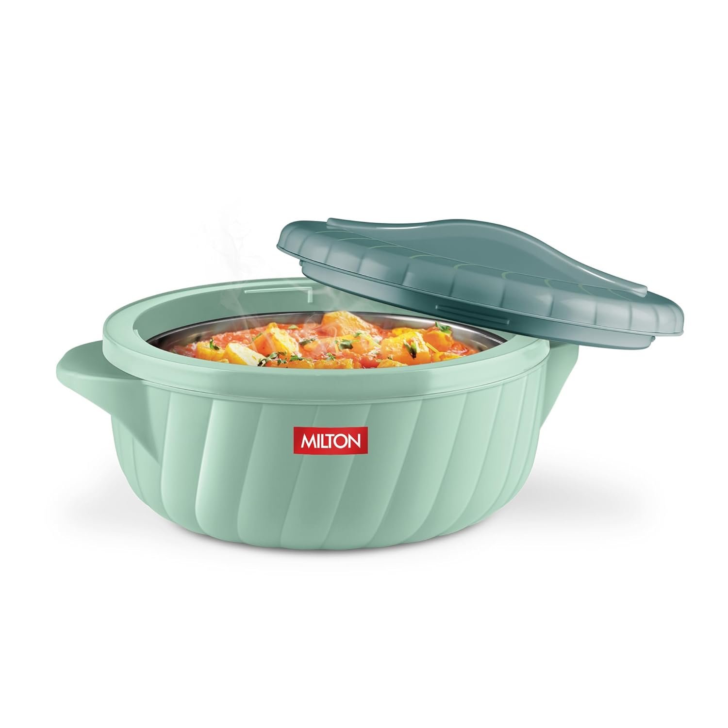MILTON Flora 1000 Insulated Inner Steel Casserole for Roti, 750 ml, Hot Box for Kitchen, Hot Pot with Lid, Chapati Box, Roti Casserole, Serving Boxes, Hotcase, Food Warmer, Light Green