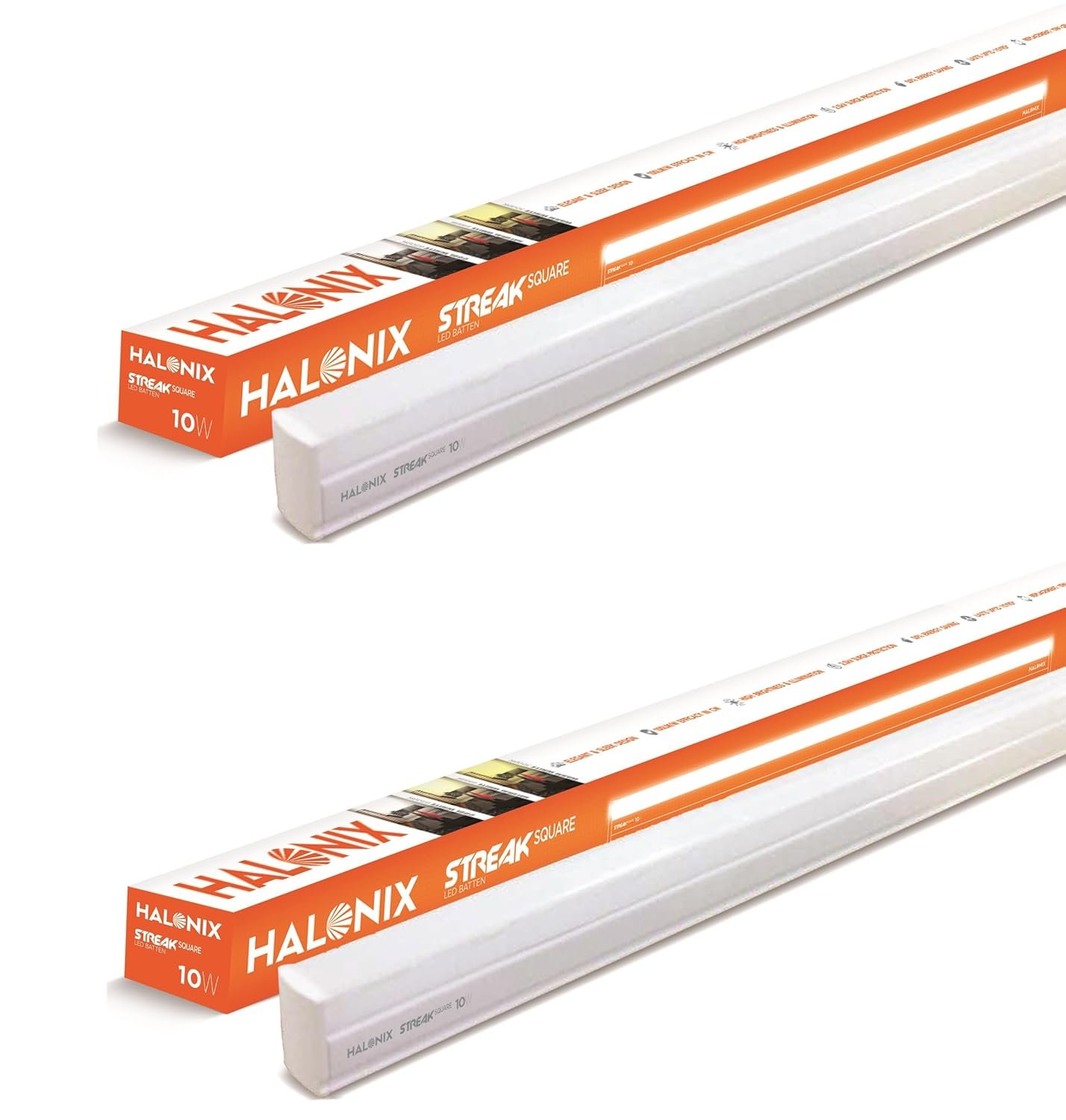 Halonix 10W LED Batten/Led Tubelight | 2-ft Tubelight for Living Room & Bedroom | Cool day light | Pack 2