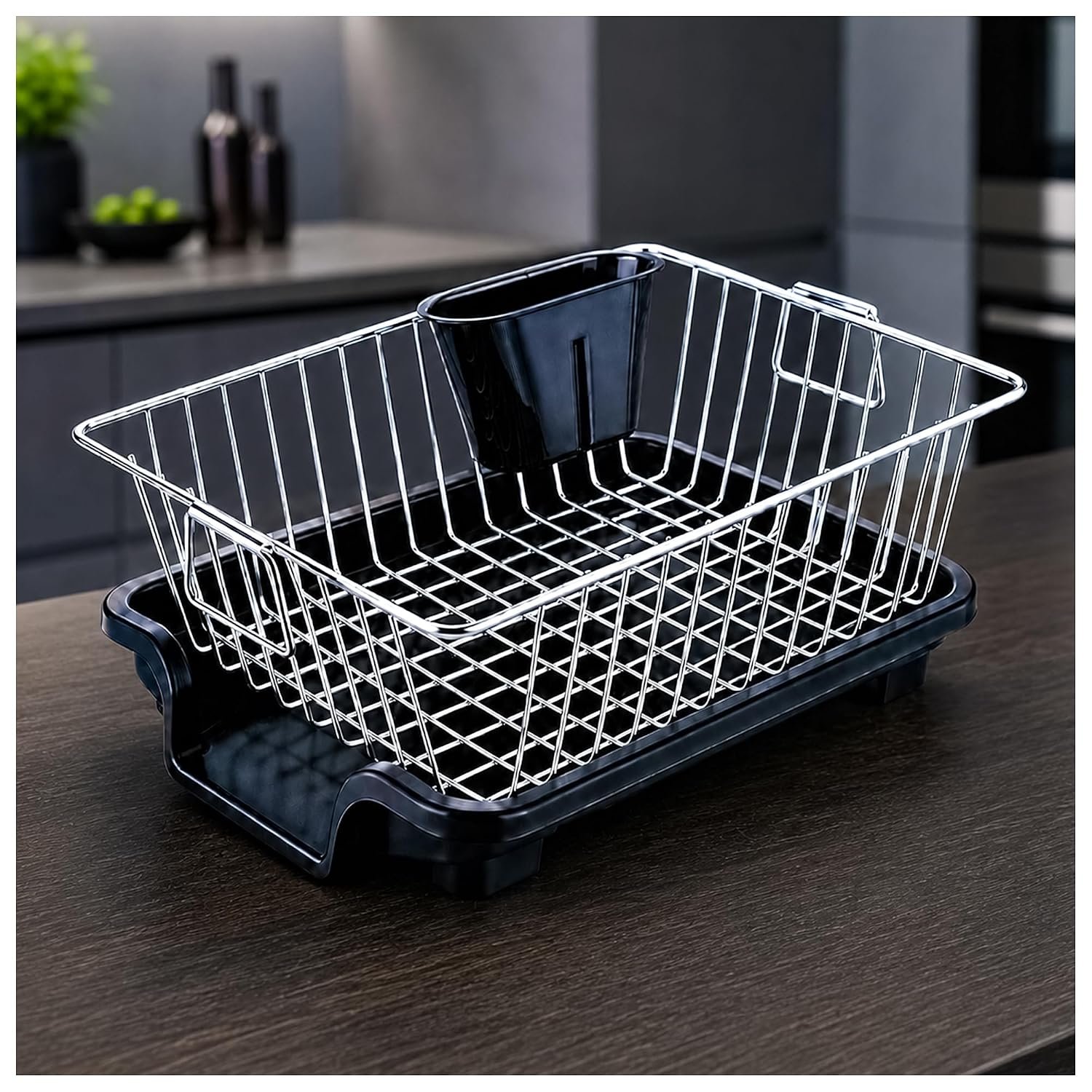 Eightiz Basket Drainer Dish for Kitchen Sink, Multipurpose Plastic Drain Basket with Water Drain Holes, Space Saving Fruit, Vegetable Garden & Utensil Washing Basket for(Stainless Steel)