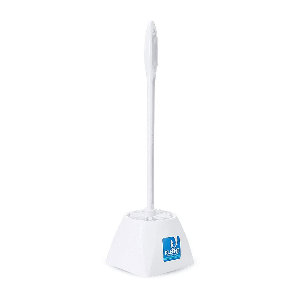Cello Plastic Eco Round Toilet Brush with Holder Pack of 1, Blue |360 Degree Crimped Bristles, Easy to Hanging & Store Stand |Toilet Cleaning Brush for Western and Indian Toilet, Bathroom for Clea