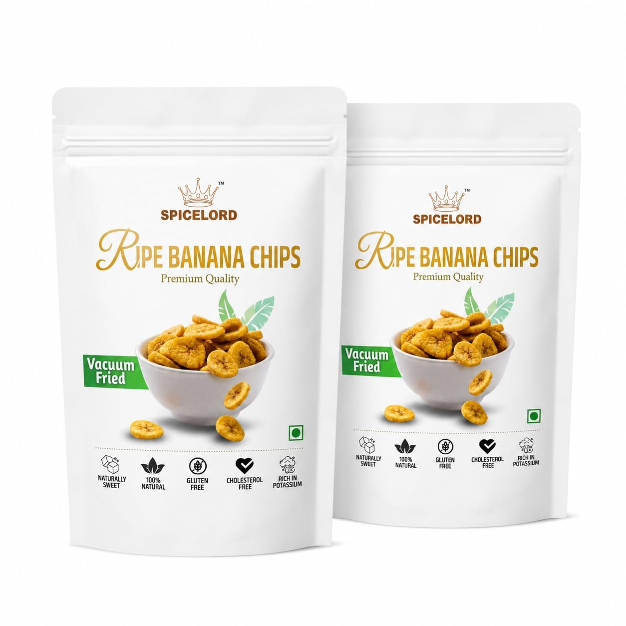 SPICELORD Vacuum Fried Ripe Banana Chips, 2 x 100g