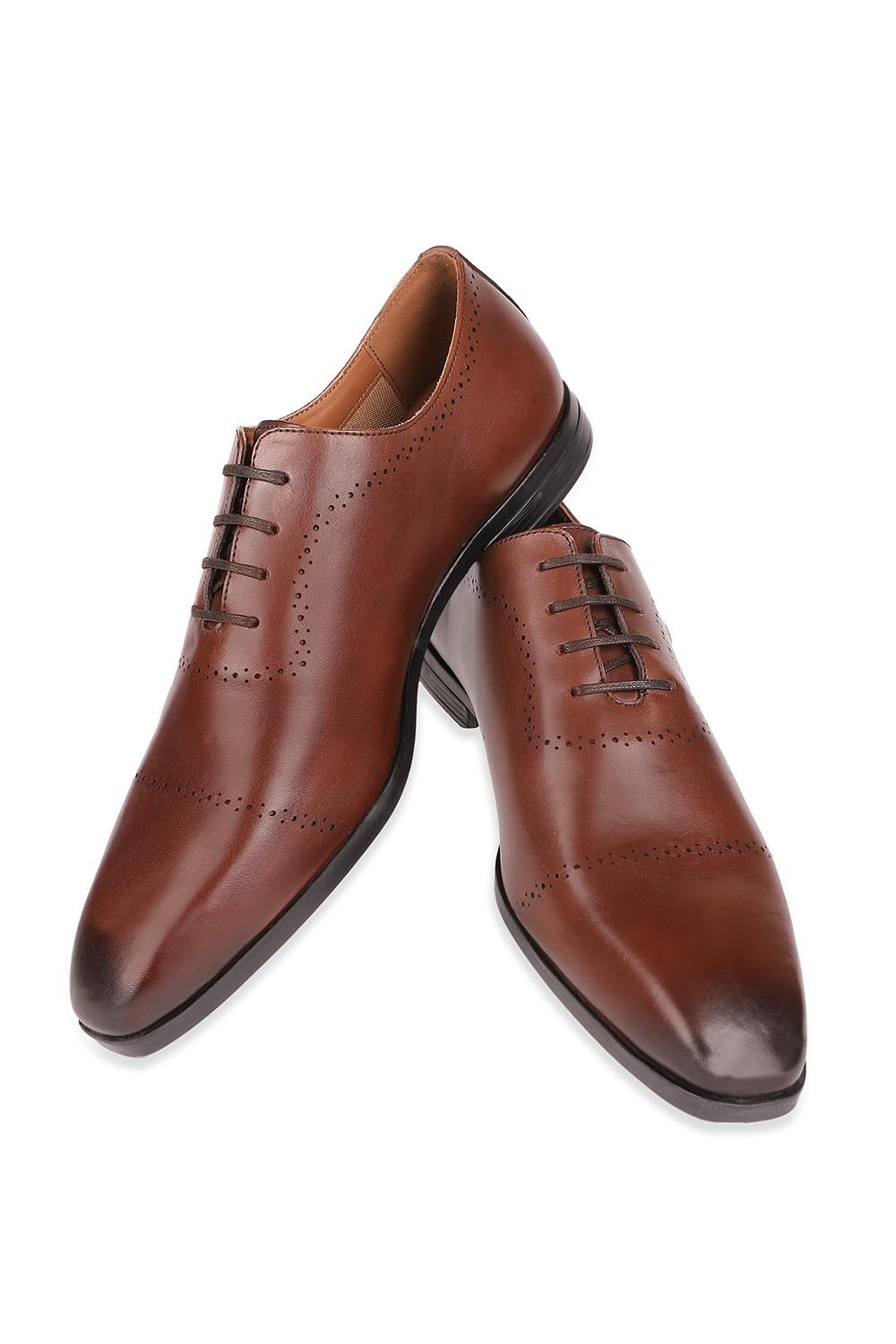 Louis Philippe Men Premium Leather Breathable Lining Material Anti Slip with Heel TPR Sole Formal Oxford Shoes