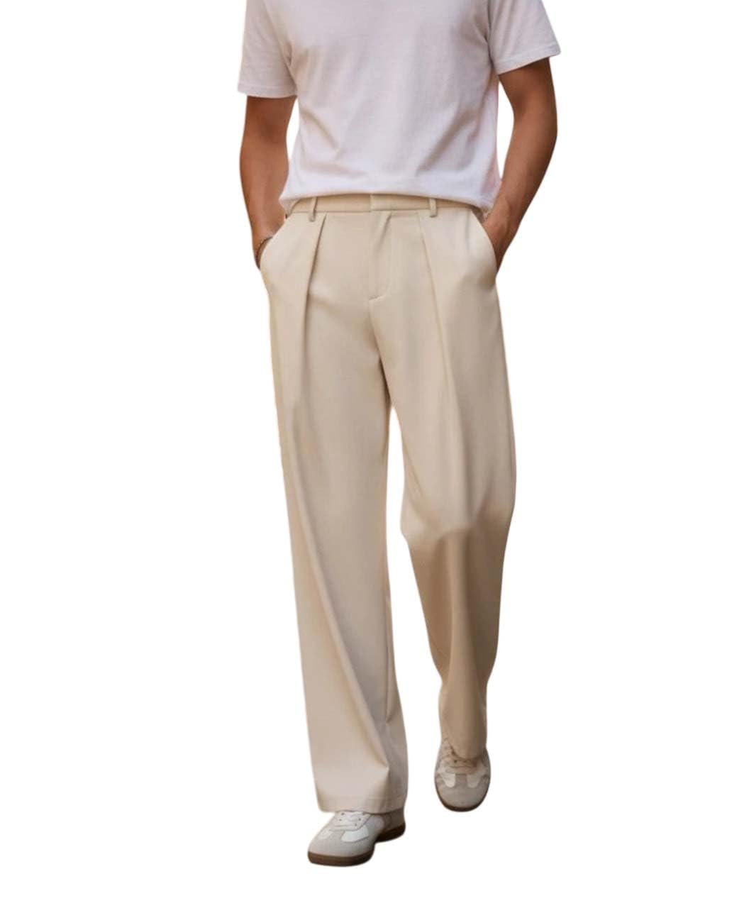 KOTTY Men’s Wide Leg Casual Style Korean Trousers with Relaxed Fit Tailoring Modern Structured Design for Professional Wear