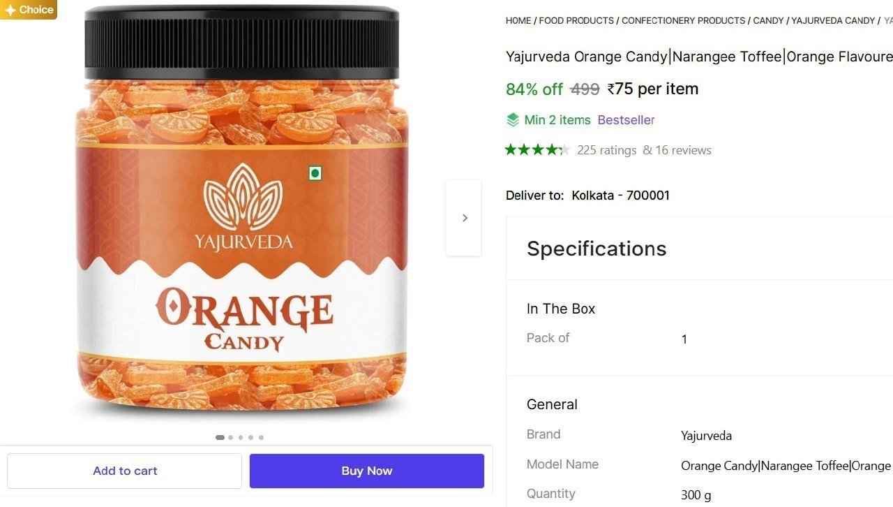 yajurveda orange candy narangee toffee orange flavoured pack jar pack candy