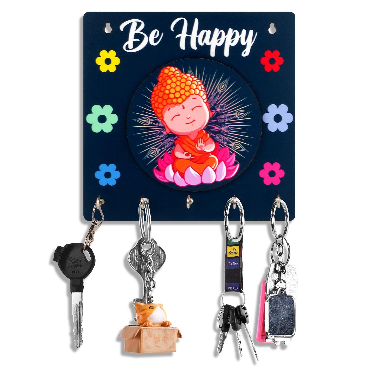 Sehaz Artworks Key Holder for Home Decor Stylish | Key Holder for Wall | Key Hooks - SQ_0009 (5 Hooks)