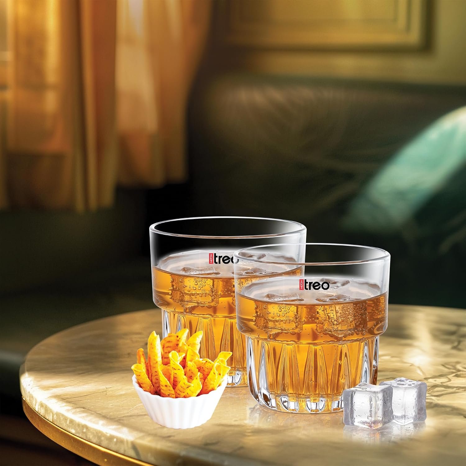 Treo by Milton Empress Whiskey Glass Set of 6, 255 ml Each I Crystal Clear Glass I Classic Design I Tumbler for Whiskey, Bourbon, Scotch & Cocktails