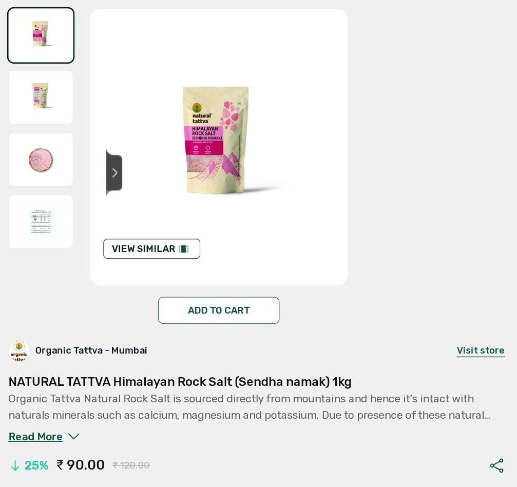 NATURAL TATTVA Himalayan Rock Salt (Sendha namak) 1kg
