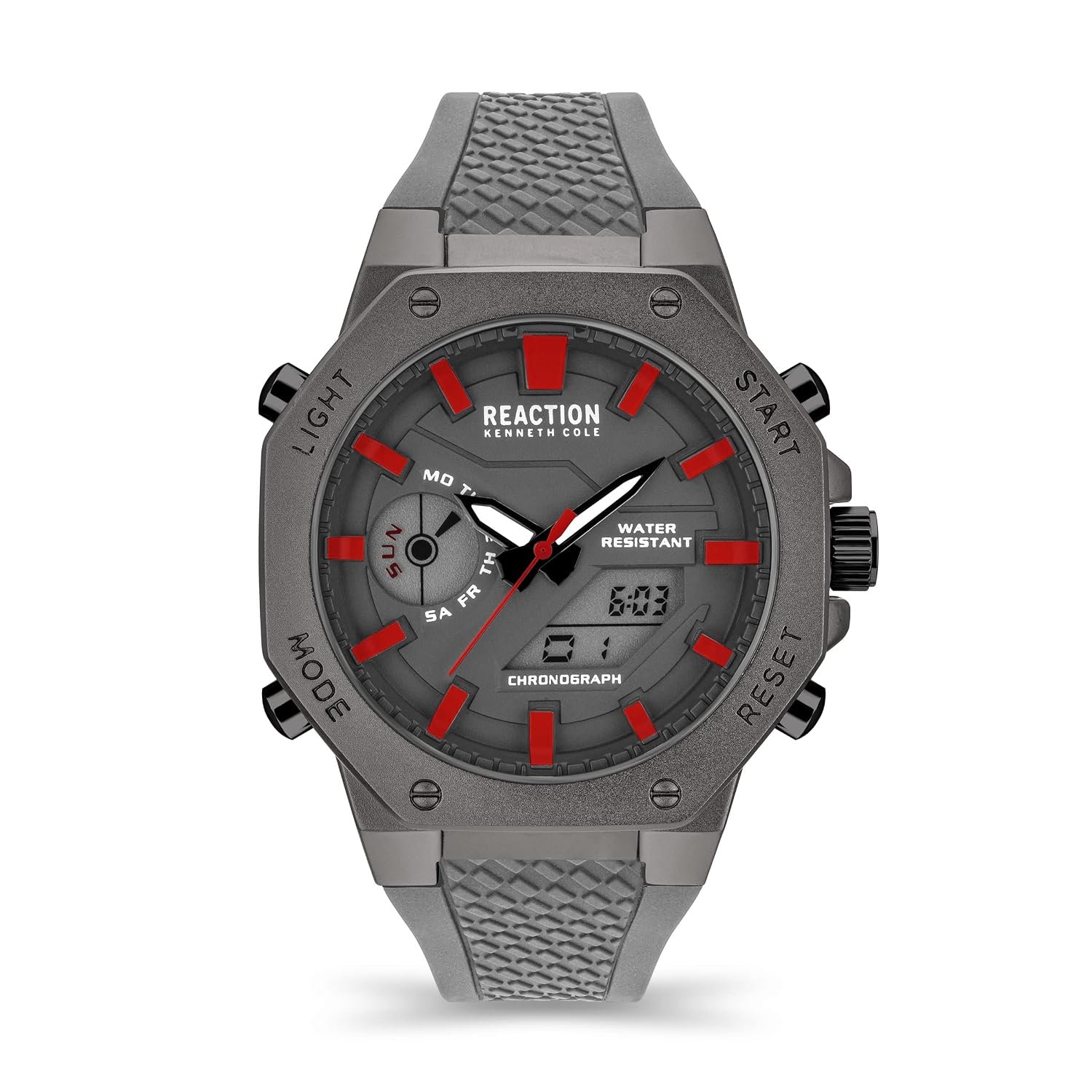 Kenneth Cole Reaction Silicone Analog-Digital Grey Dial Men's Watch-Krwgp2191702, Band_Brown