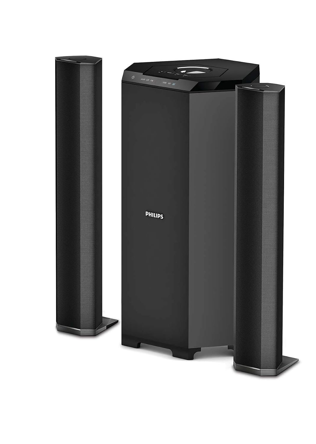 PHILIPS Convertible Soundbar MMS8085B, 2.1 Channel with Multipoint-Connectivity Option, USB in, Bluetooth Connectivity 80 Watt, Superior Sound, Rich bass (Black)