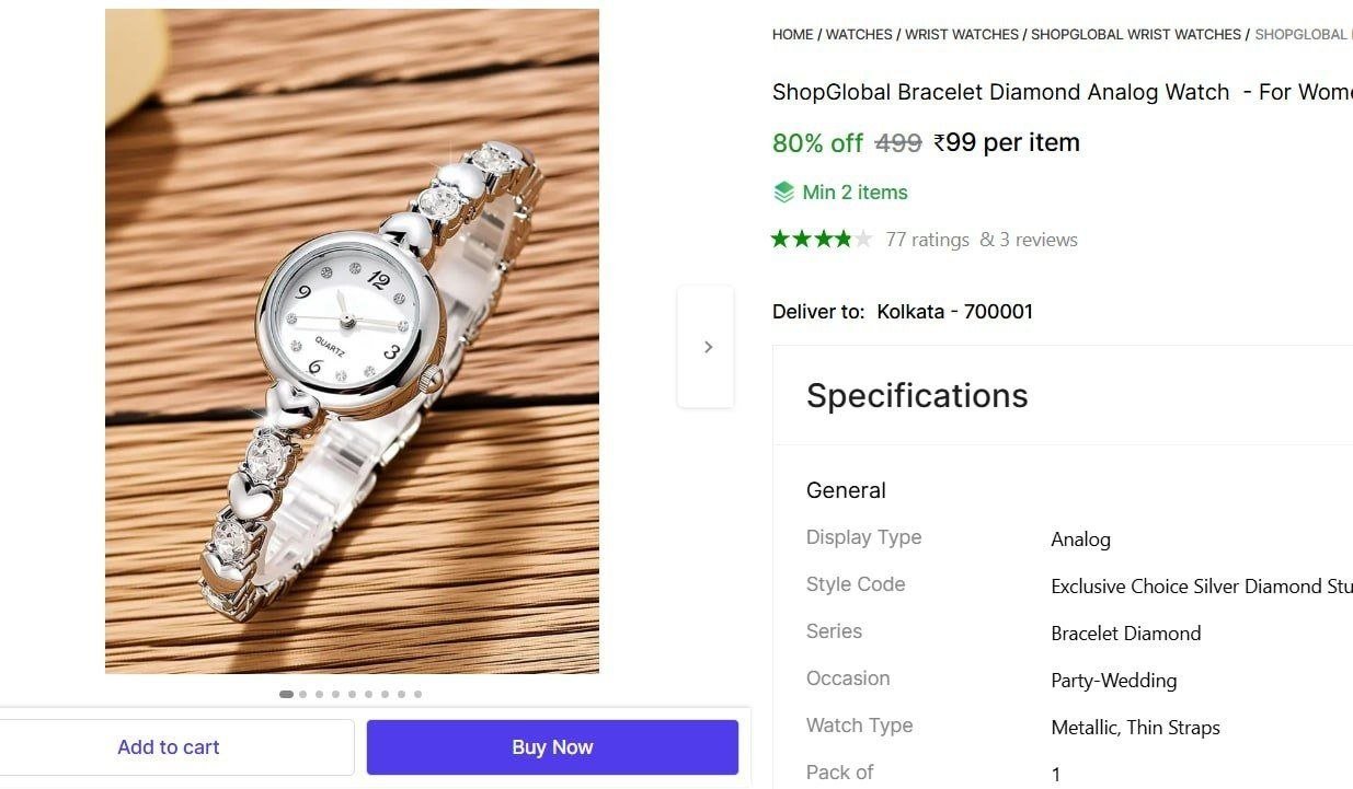 shopglobal bracelet diamond analog watch women
