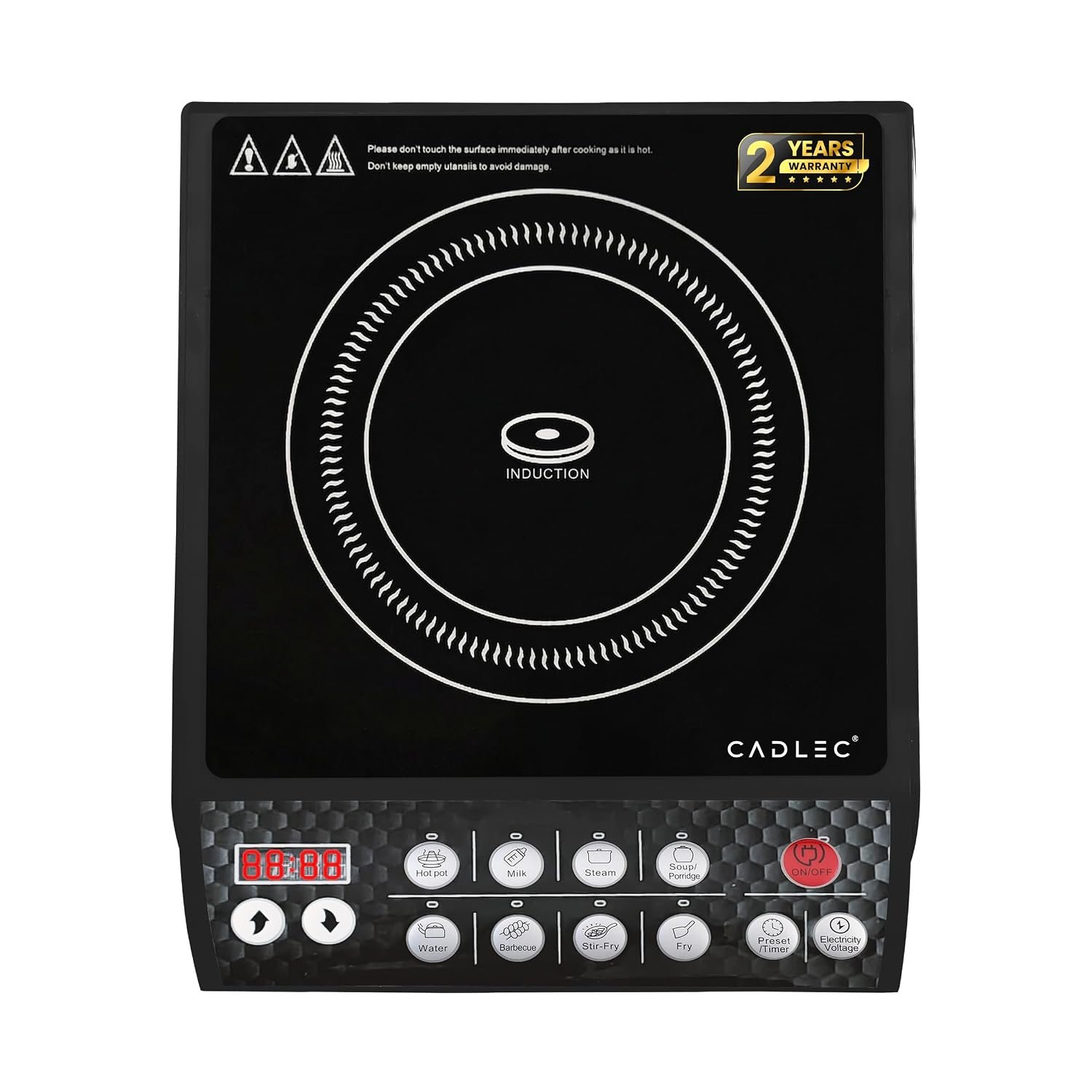 Cadlec CookFusion_5 2000W Induction Cooktop | 8 Cooking Modes, Auto Shut-Off, Over-Heat Protection, LED Display, BIS Approved, 2-Year Warranty | Black