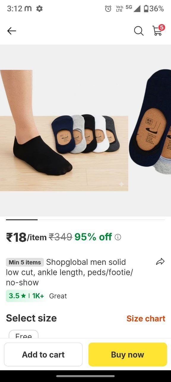 shopglobal men solid low cut ankle length peds footie no show