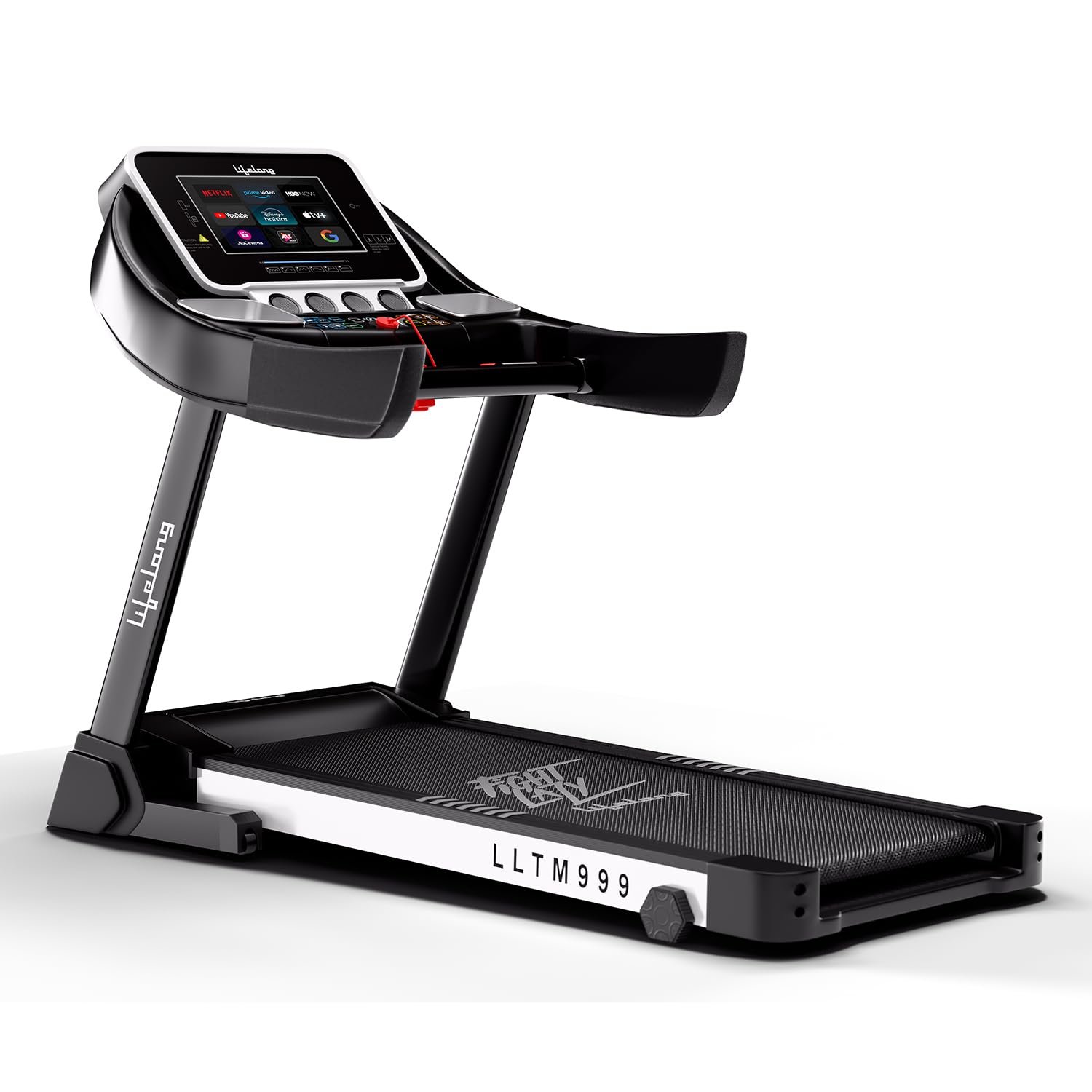 Lifelong Treadmill for Home - 6 HP Peak Motorized Treadmill, 6 Level Manual Inclines, Max Speed 14 km/hr - Heart Rate Sensor, Bluetooth Speaker,10Inch Touch Screen, Fitshow App Max Weight 120Kg