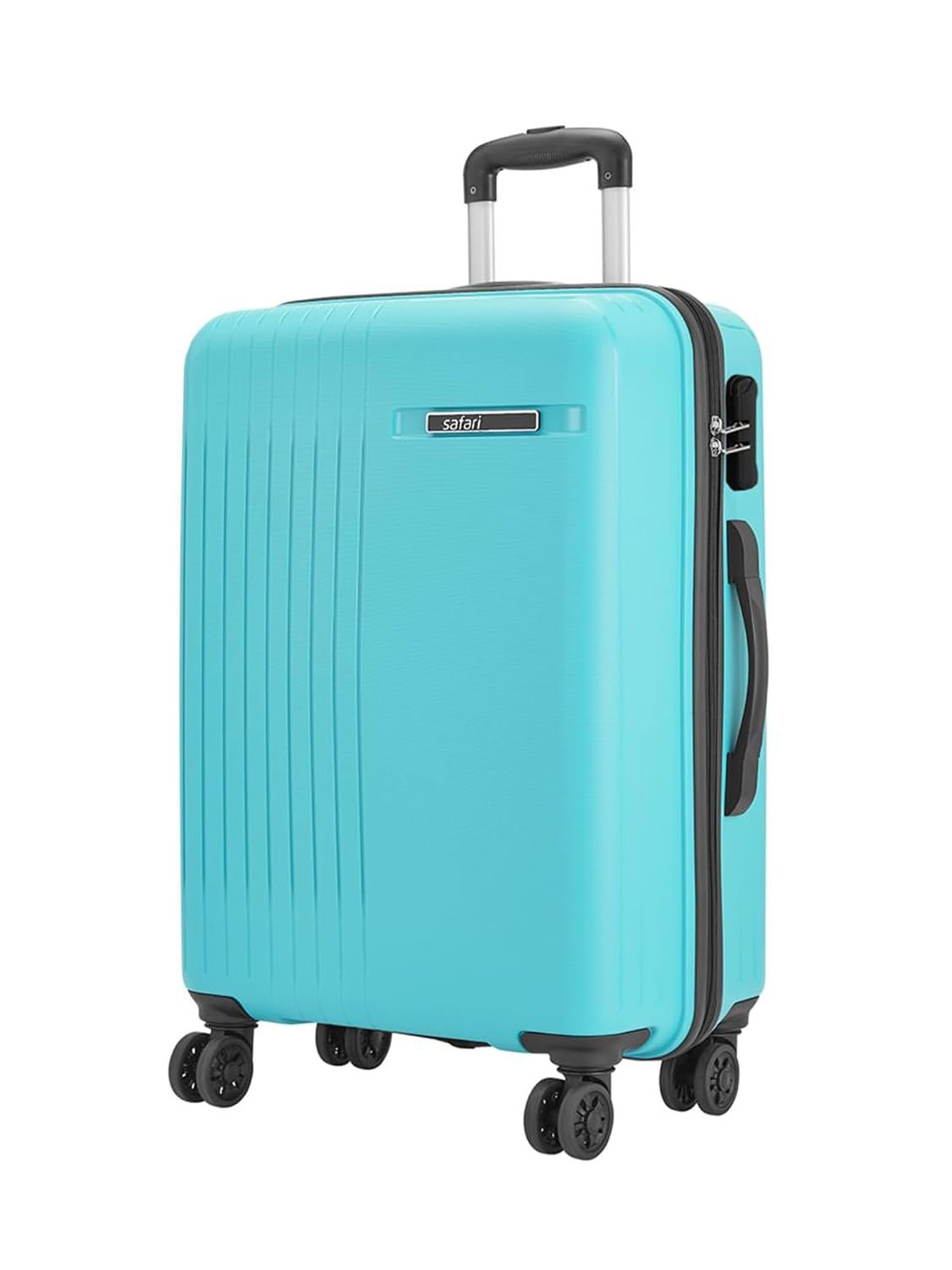 Safari Xylo 8 Wheels Large 81cm Trolley Bag Hard Case Polypropylene 360 Degree Wheeling System Luggage,Recessed Lock, Trolley Bags for Travel, Suitcase for Travel, Cyan