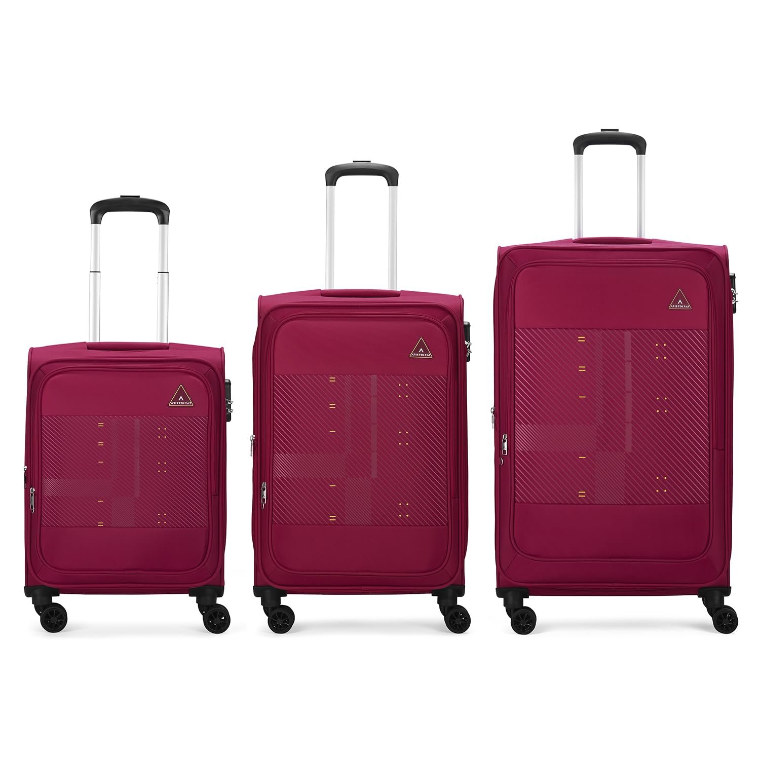 Aristocrat Duralite Set of 3 Soft Case (S+M+L) Trolley Bags, Red