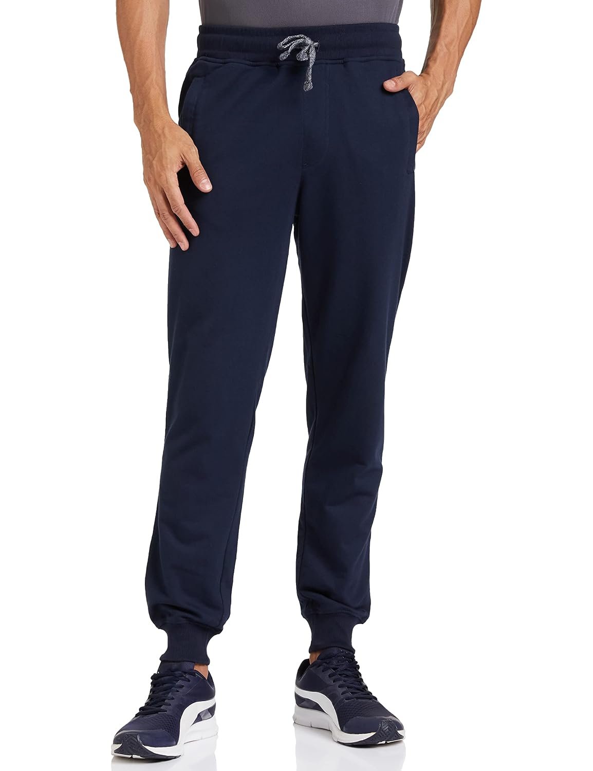 Amazon Brand - Symbol Men's Cotton Rich Strechable Knit Terry Track Pants - Regular Fit