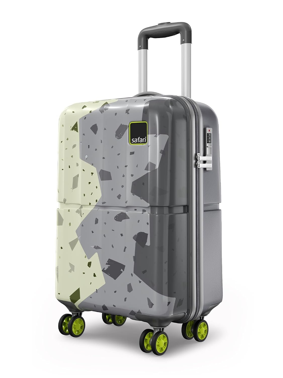 Safari Tazzo 8 Wheels 55cm Cabin Size Trolley Bag, Hard Case Polycarbonate, 360º Wheeling Small Carry-on Luggage, Suitcase for Travel, Trolley Bags for Travel, Printed