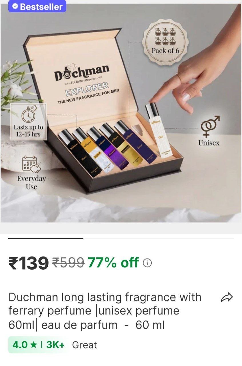 duchman long lasting fragrance with ferrary perfume unisex perfume 60ml eau de parfum 60 ml