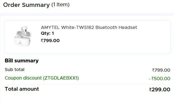 AMYTEL White-TWS182 Bluetooth Headset