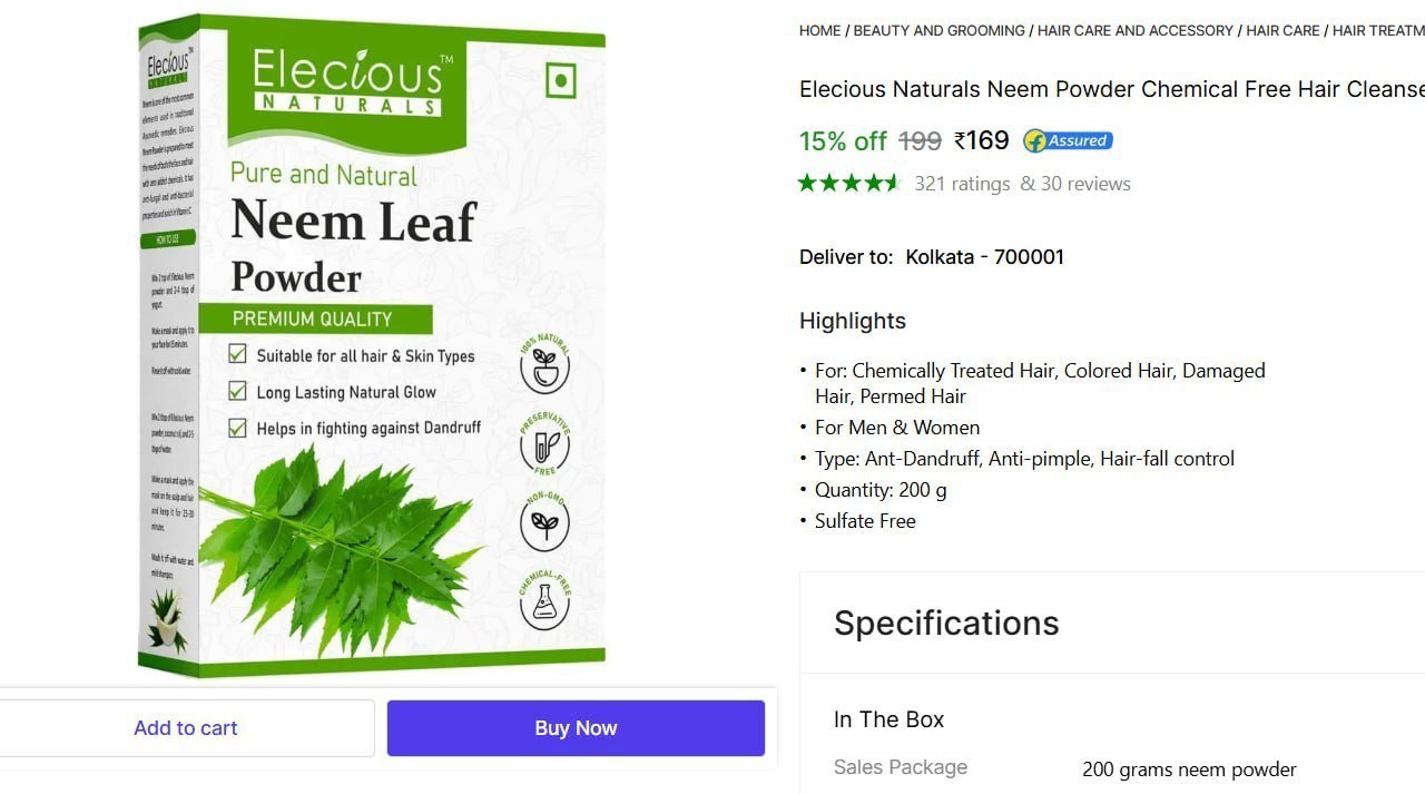 elecious naturals neem powder chemical free hair cleanser healthy