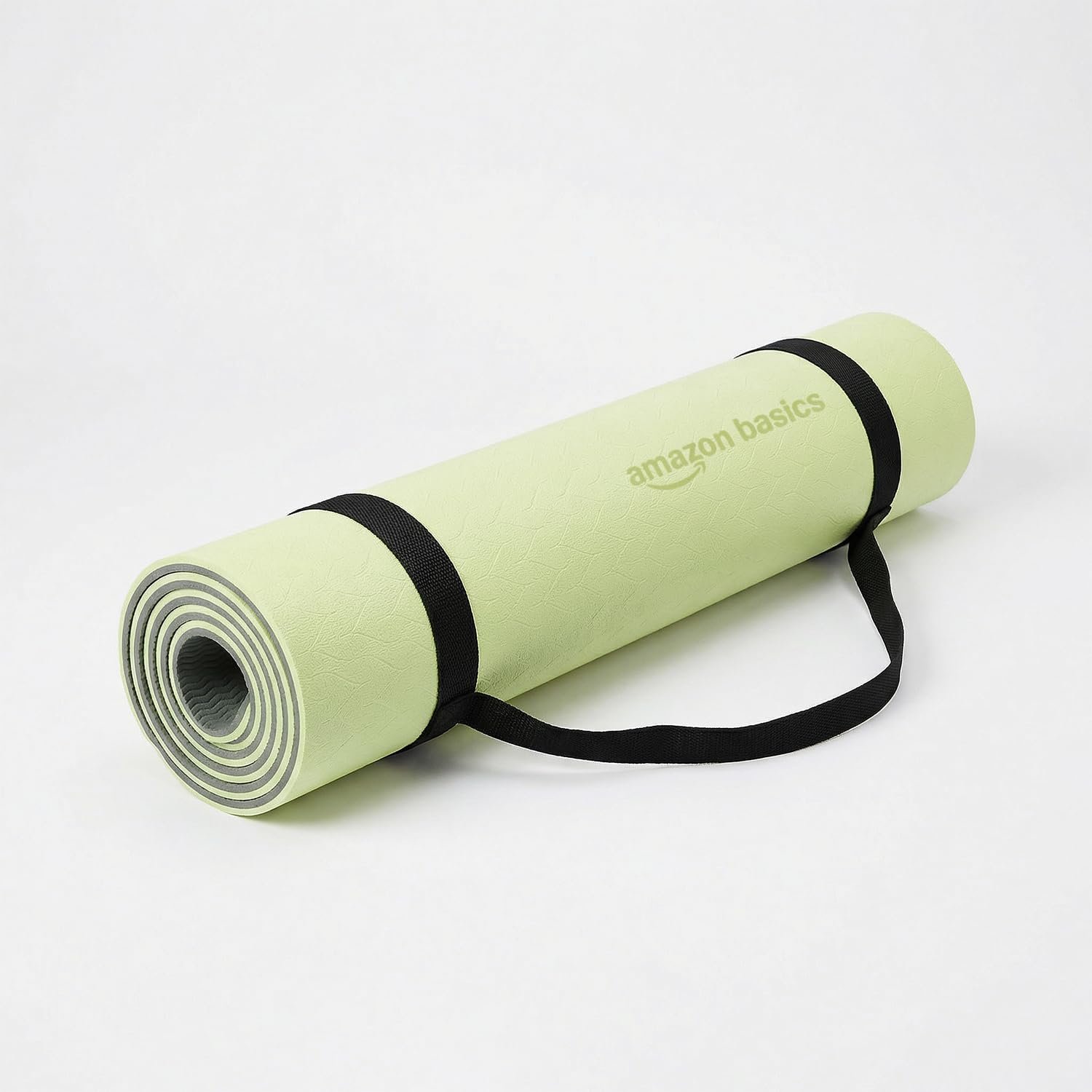 Amazon Basics TPE Yoga & Exercise Mat with Carrying Strap | 6 mm Thick | Non-Slip Grippy Surface | Eco-Friendly Rubber-Like Material | Floor Protection | Ideal for Yoga, Pilates, Stretching & 