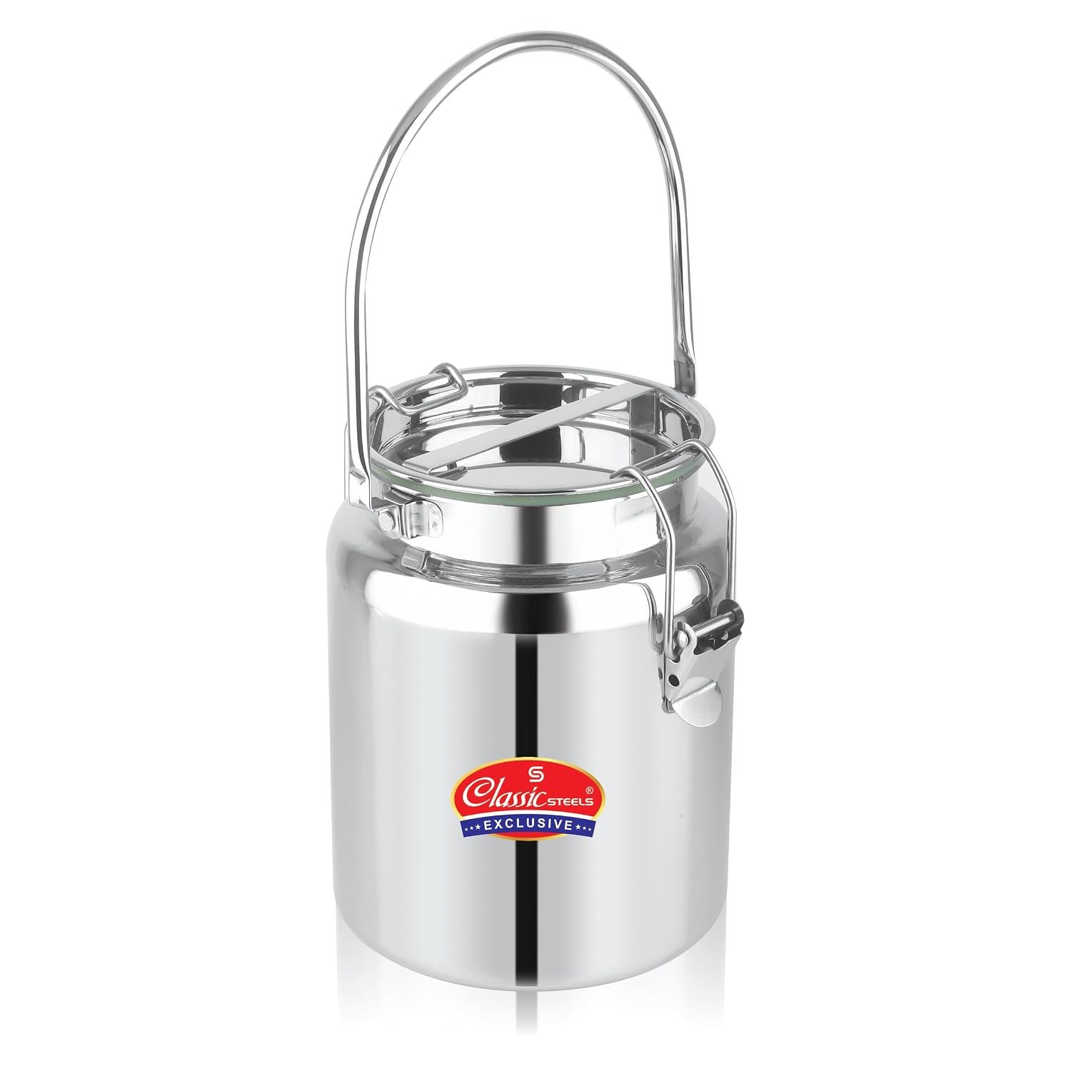 Classic Steels Leak Proof Prime Multi Can 2 Liters Air Tight, Stainless Steel Storage Can Useable As Steel Dabba, Milk, Ghee, Oil Storage, Etc. Heavy Jointless Body, Induction Compatible.,Silver