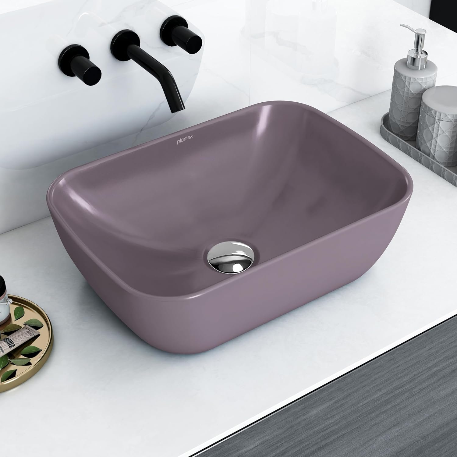 Plantex Ceramic Basin/Table Top Basin for Bathroom/Countertop Washbasin for Home/Office/Restaurant (Pink, 18 x 13 x 5.5 Inch)