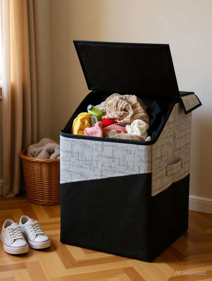 wini krafts 75 l black laundry basket