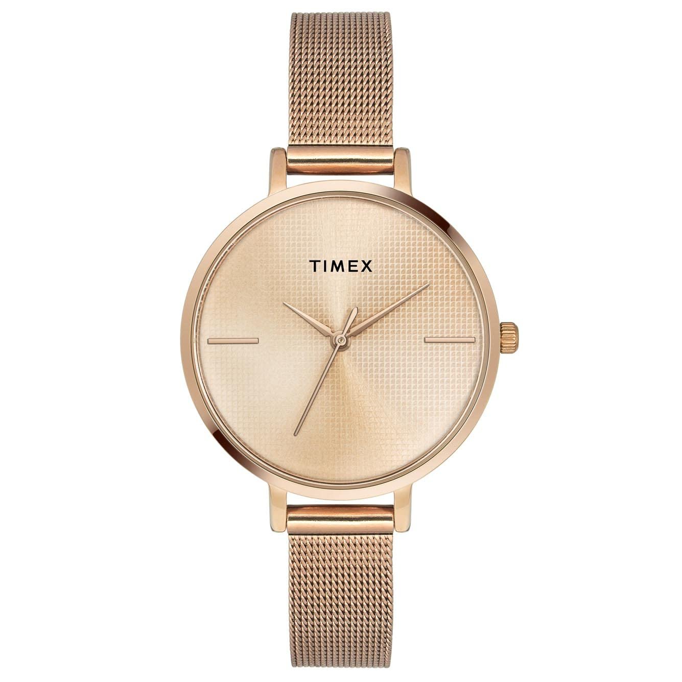 TIMEX Analog Watch for Women with Rose Gold Round Dial & Rose Gold Stainless Steel Bracelet Band Water Resistant Women's Wrist Watches - TWEL155SMU06