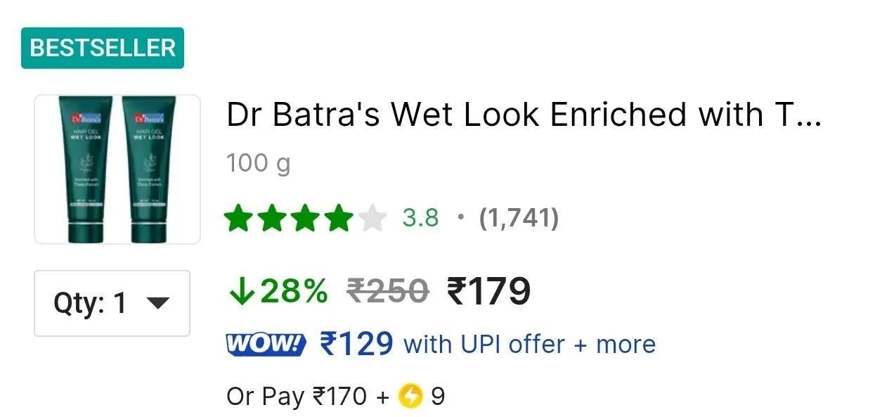 Dr Batra's Wet Look Hair Styler at 179.