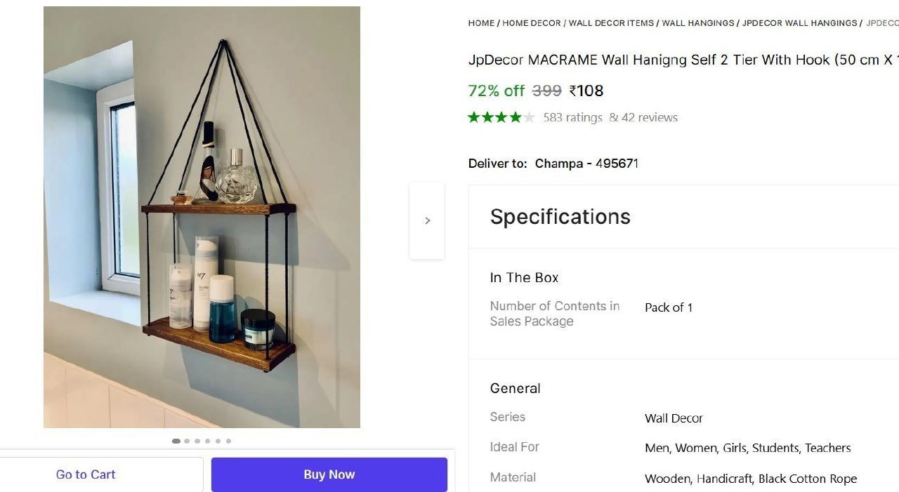 jpdecor macrame wall hanigng self 2 tier hook