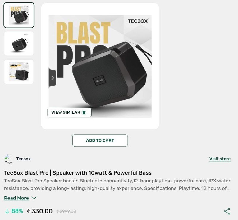 TecSox Blast Pro | Speaker with 10watt & Powerful Bass