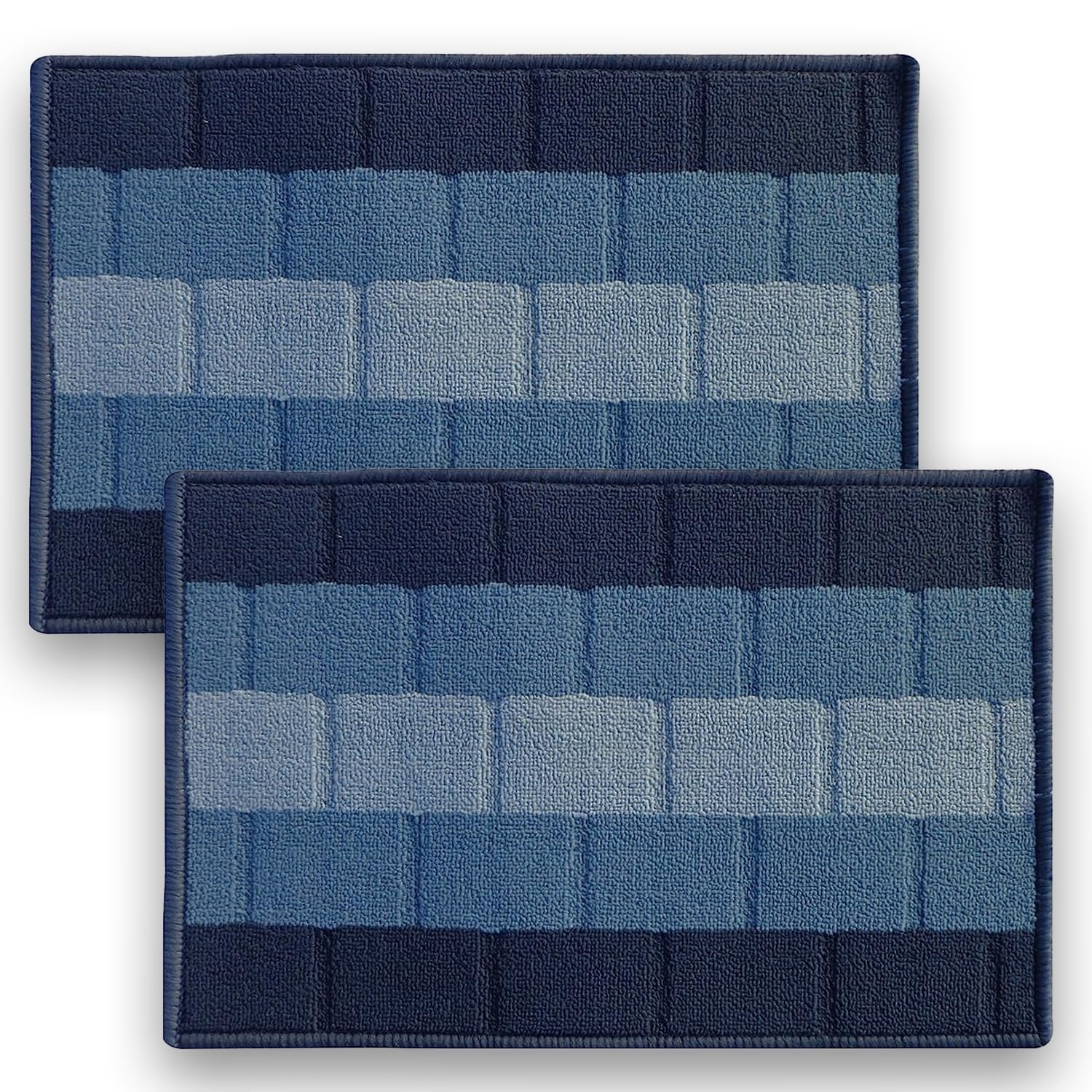 Status Contract Anti Slip Front Door Mat|(38x58cm) Living Room Rug for Entrance Door|Polypropylene Floor Mats for Home|Essential Small Rugs for Office, Bedroom & Kitchen|Blue | Set of 2