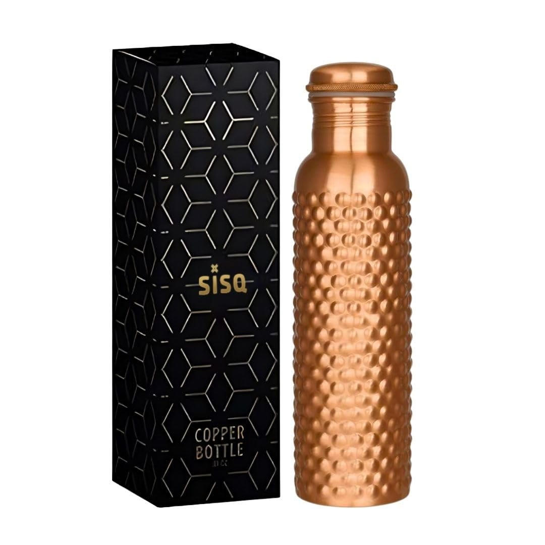 Sisq® Pure Copper Water Bottle 1 Litre | Handcrafted Copper Bottle 1000ml for Drinking | Designed for Sustainable Living