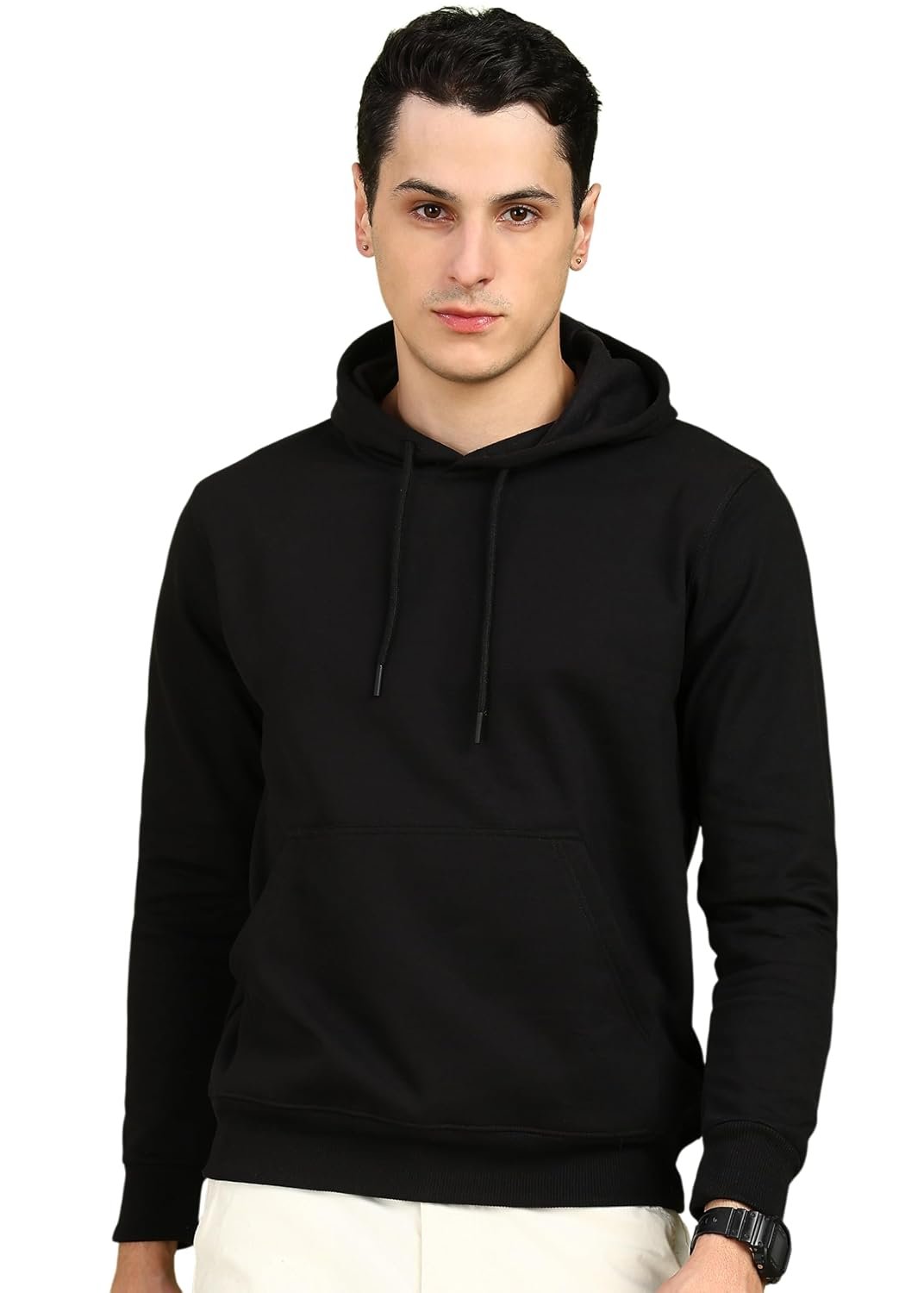 Alan Jones Clothing Men’s Solid Hooded Sweatshirt | Drawstring Hood, Kangaroo Pocket, Ribbed Hem | Regular Fit | Sizes S–5XL | Multiple Colors