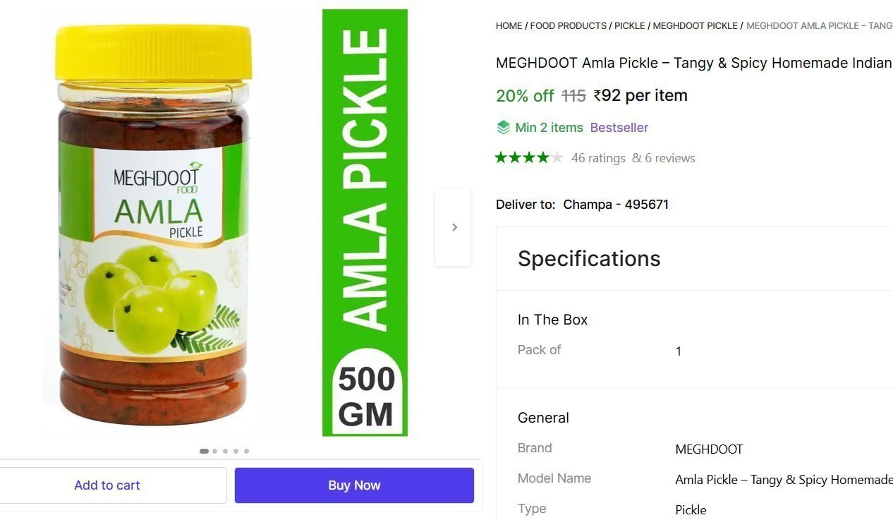 meghdoot amla pickle tangy spicy homemade indian achar