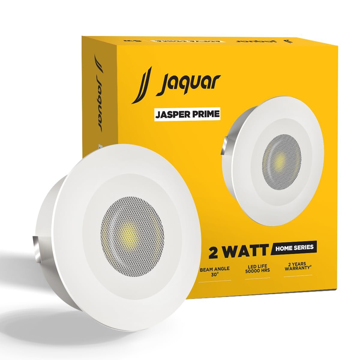 Jaquar Jasper Prime 2W LED Light Spotlight | SPOT Light for Home Ceiling | Warm White SPOT Light (Pack of 1), Polycarbonate