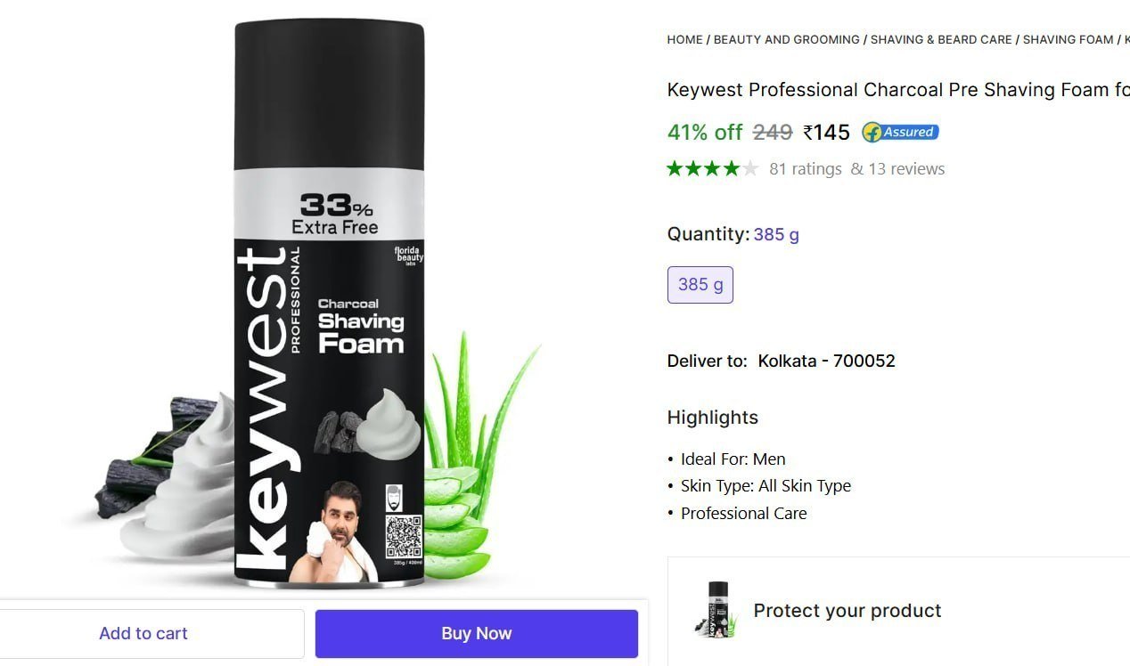 keywest professional charcoal pre shaving foam men 385gm shave men