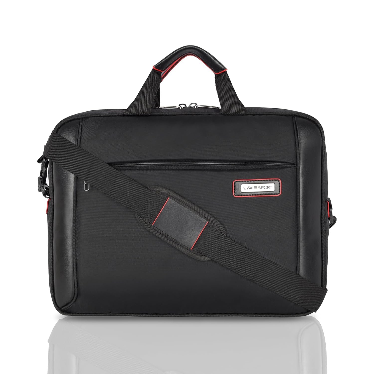 Lavie Sport Unisex Business Pro 15 Inch Laptop Briefcase Bag | Premium Business Briefcase & | Messenger Shoulder Bag With Detachable Strap | Durable Office Bag For Notebook/Macbook, Black