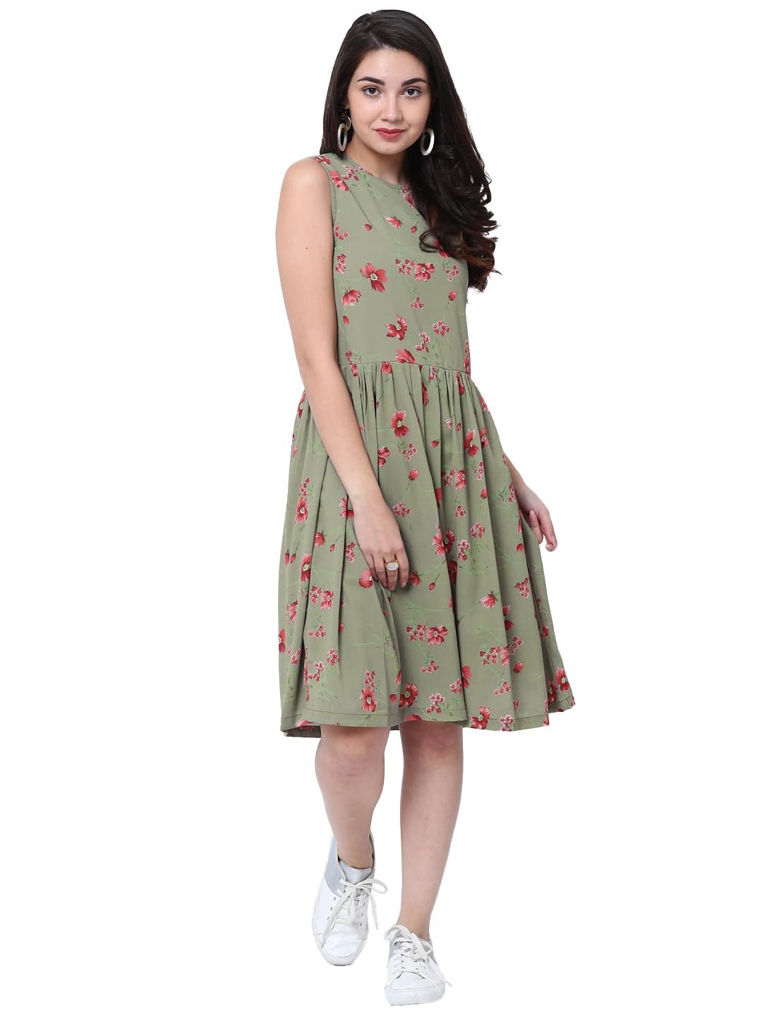 Tokyo Talkies Women's Sleeveless Round Neck Printed Dresses | Stylish Dresses | Casual Dresses